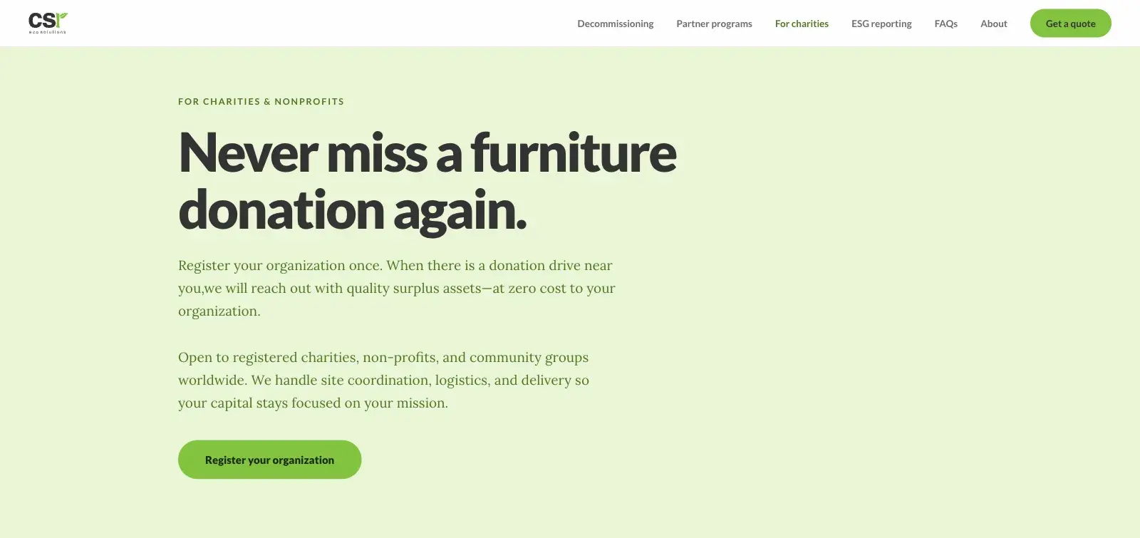 CSR Eco Solutions — Routing surplus to nonprofits