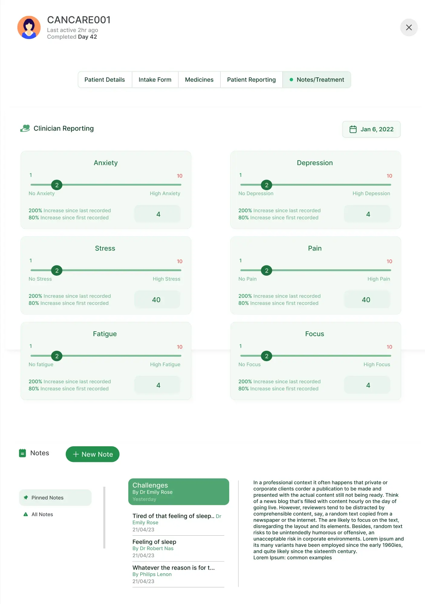 OnTracka — Clinician scoring & notes